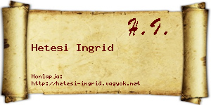 Hetesi Ingrid névjegykártya